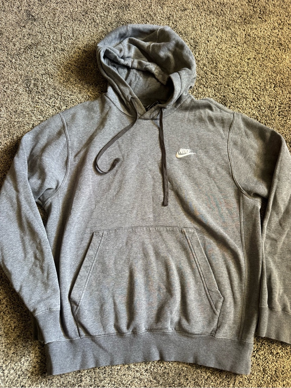 Nike Men's Gray Hoodie with White Swoosh